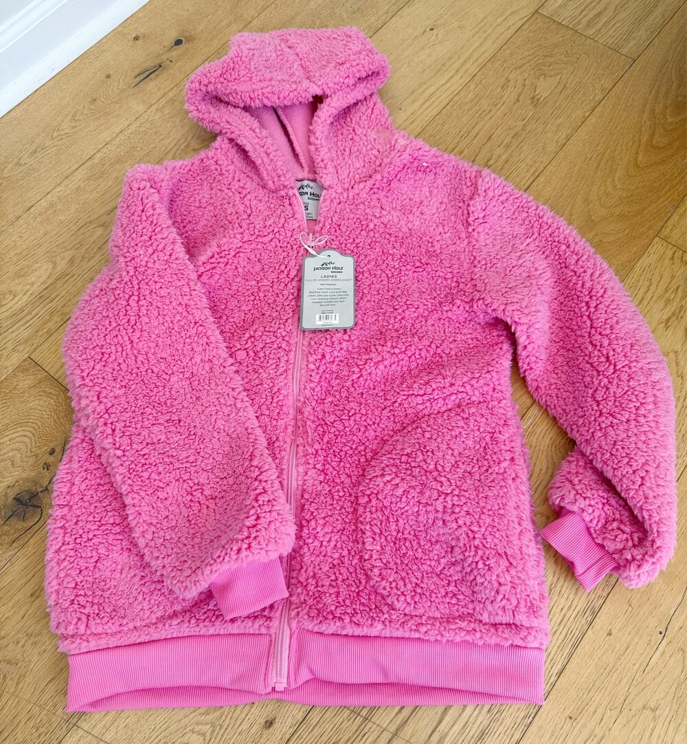 Jackson Hole Women’s Pink Sherpa Fleece Hooded Jacket Size Small NWT